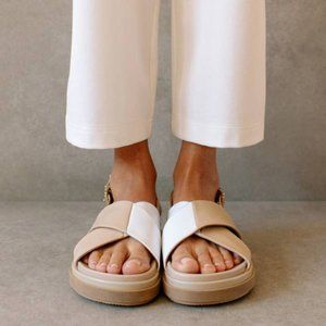 ALOHAS | Marshmallow Bicolor Sandal - Beige/White | Size 40